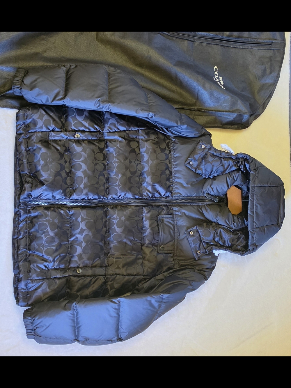 Coach Men’s Black Puffer Jacket with Signature Monogram Lining